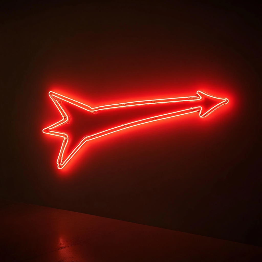 Shooting Star with Tail - Red Neon Sign, 24 Inches