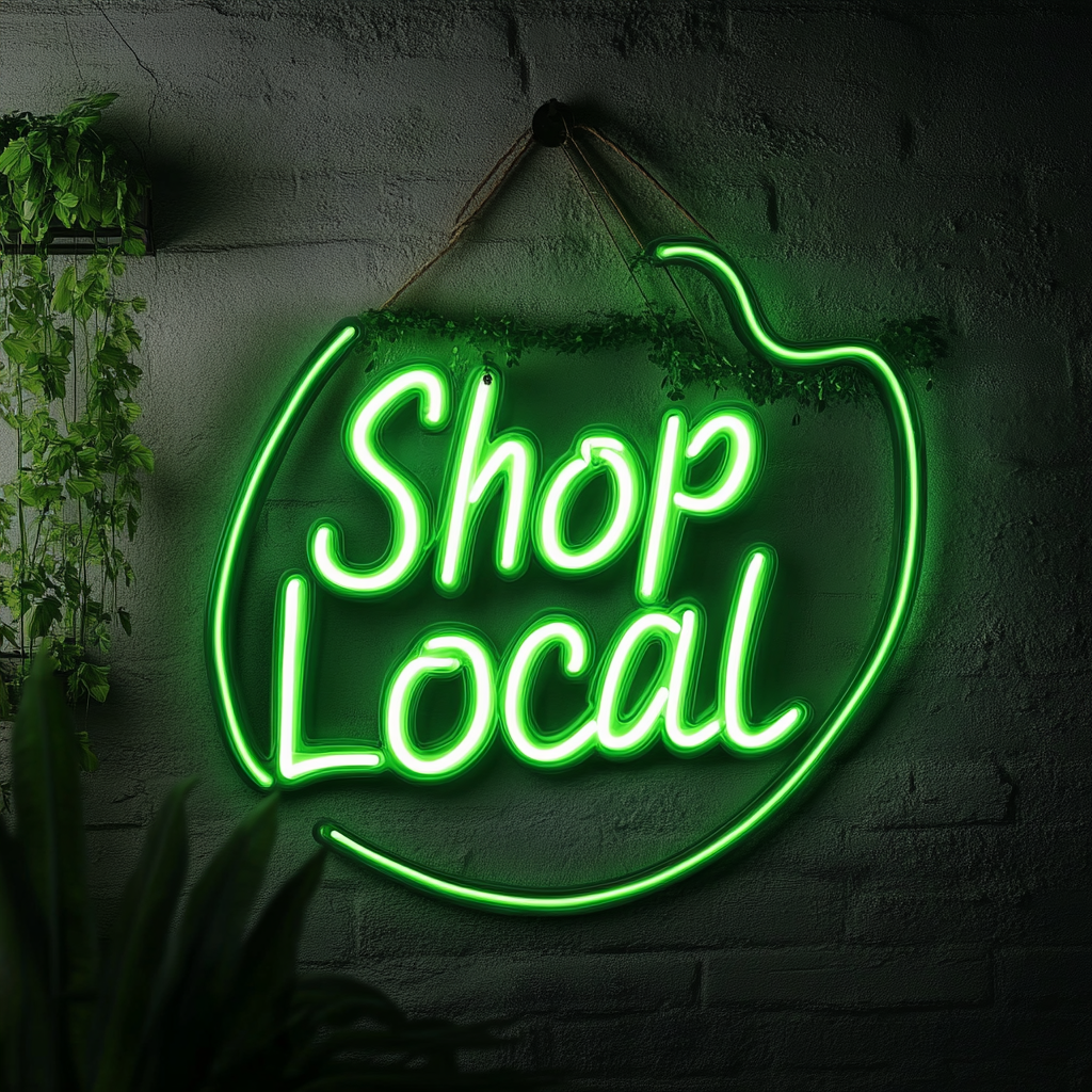 "Shop Local" - Green Neon Sign, 24 Inches