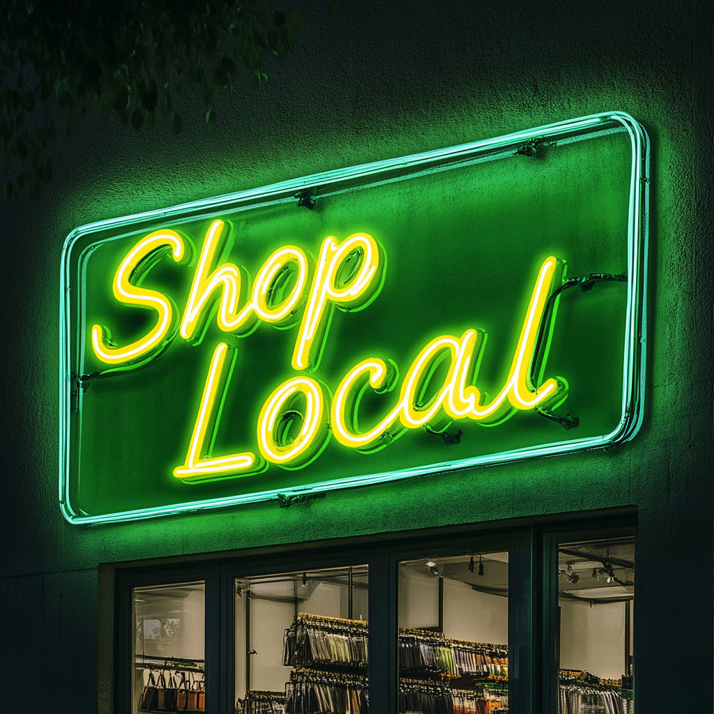 "Shop Local" - Green Neon Sign, 24 Inches