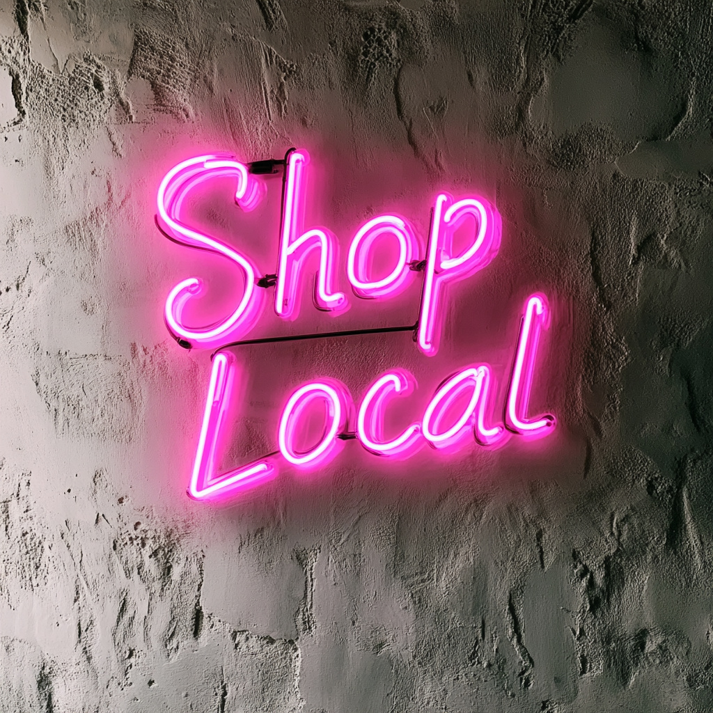 "Shop Local" - Pink Neon Sign, 24 Inches