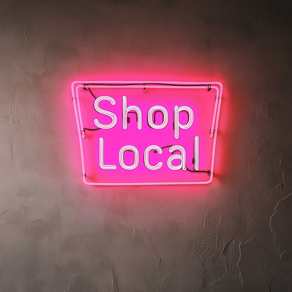 "Shop Local" - Pink Neon Sign, 24 Inches