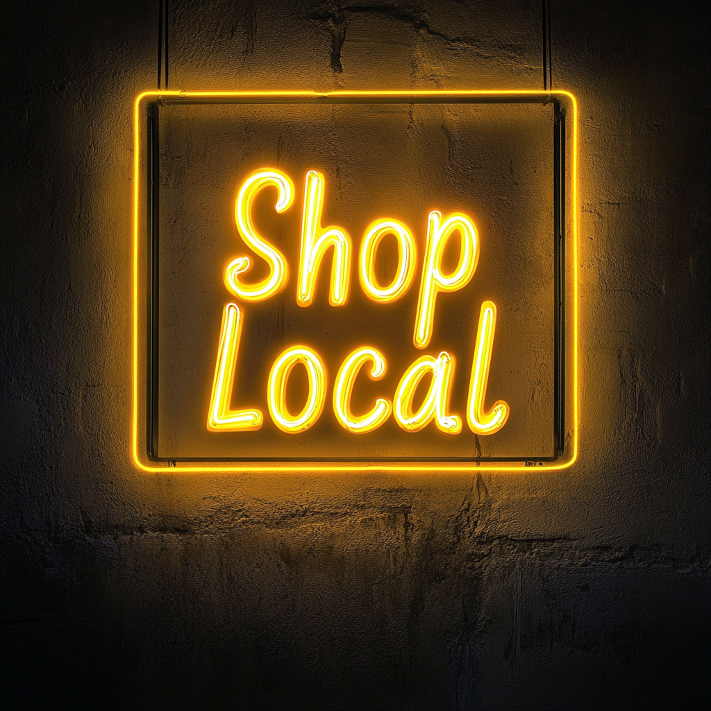 "Shop Local" - Yellow Neon Sign, 24 Inches