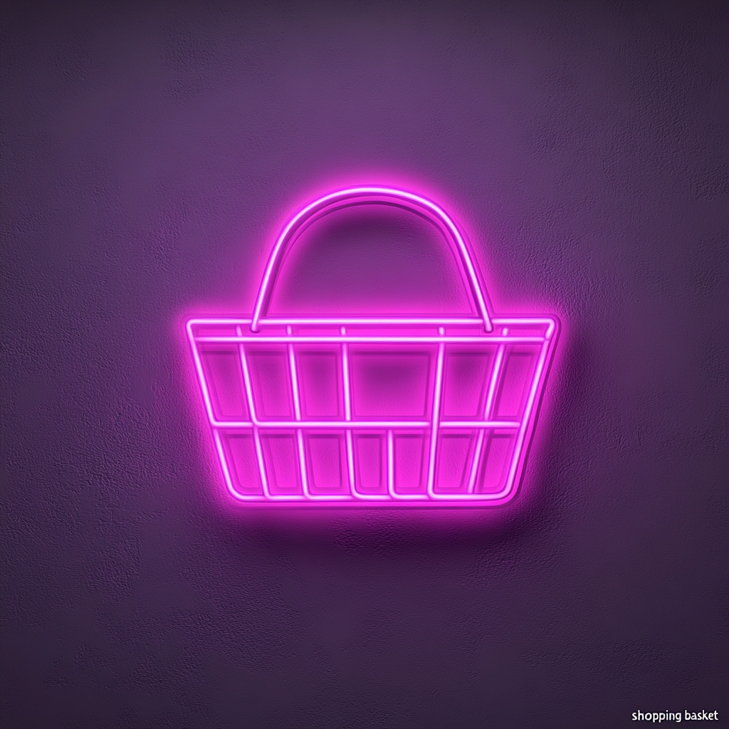 Shopping Cart - Pink Neon Sign, 24 Inches