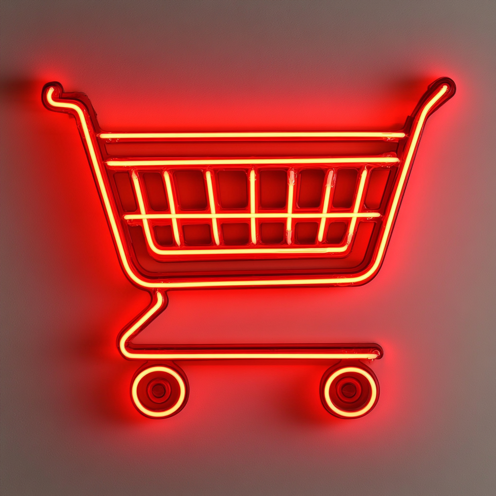 Shopping Cart - Red Neon Sign, 24 Inches