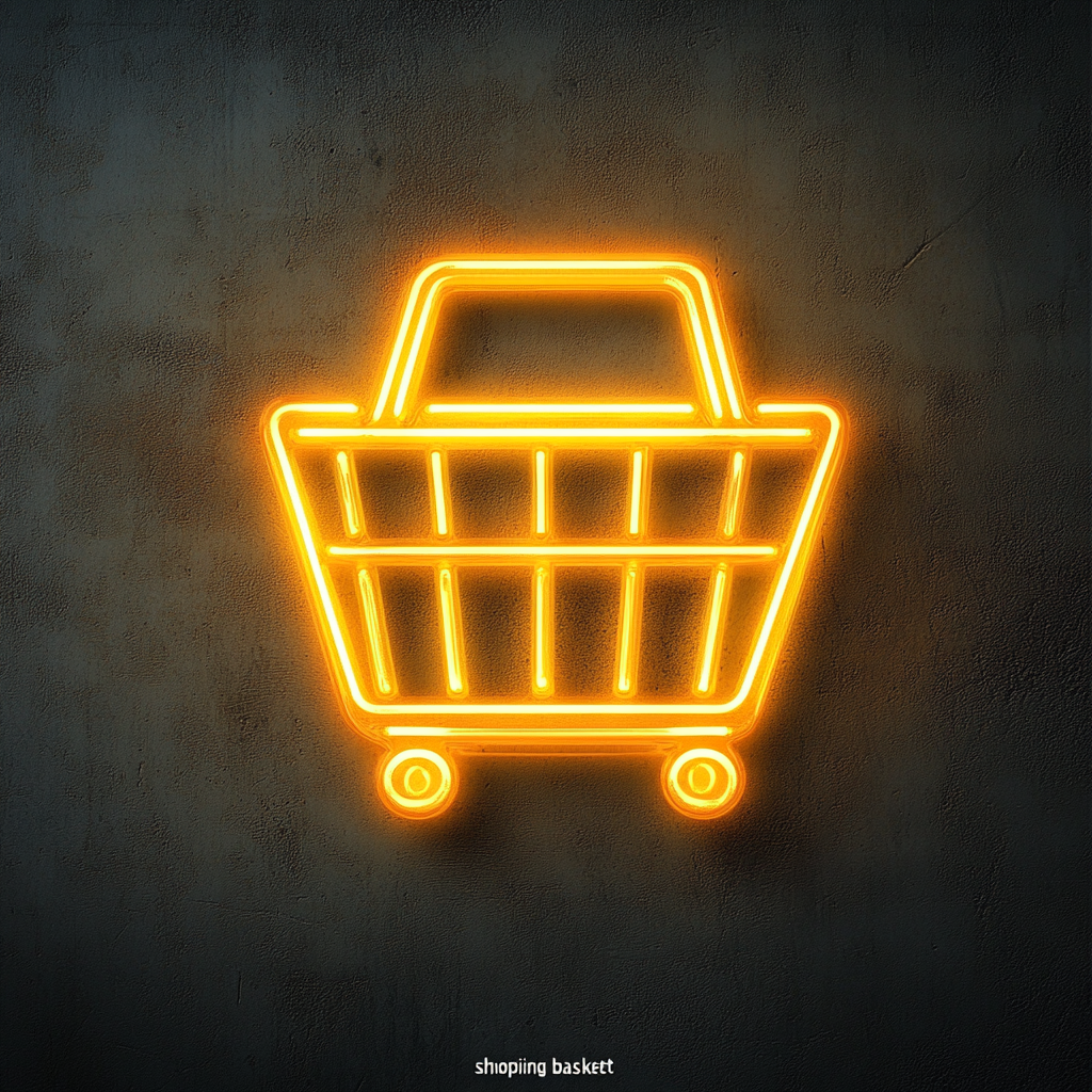 Shopping Cart - Yellow Neon Sign, 24 Inches