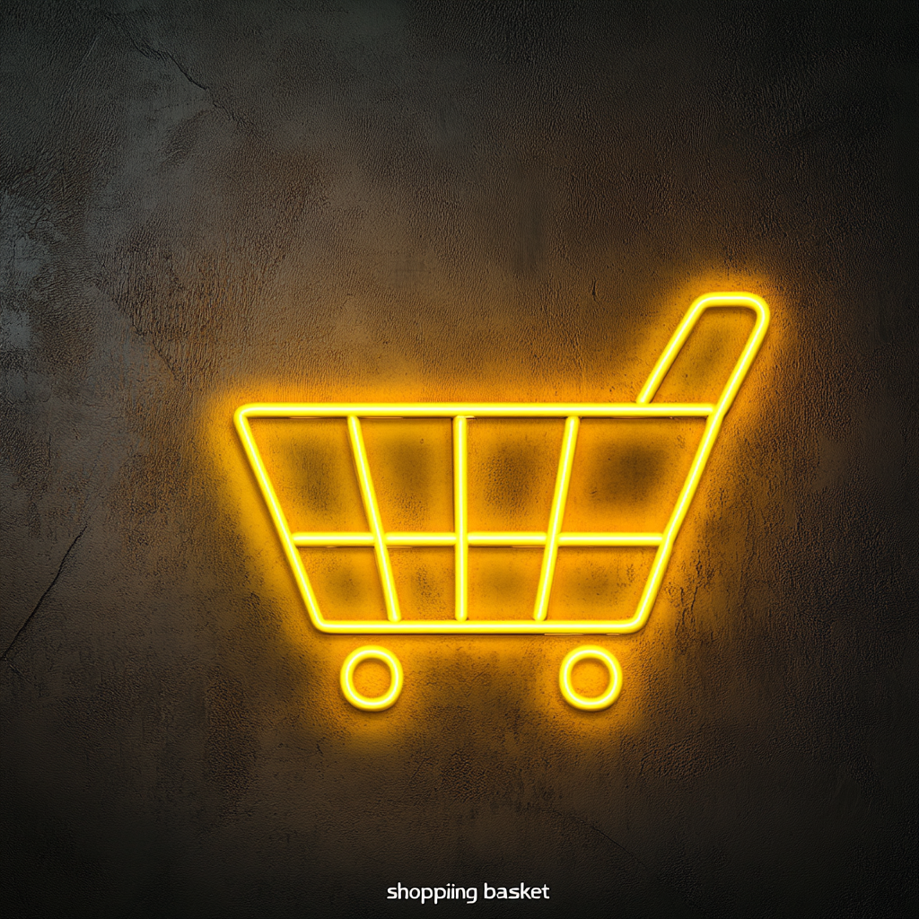 Shopping Cart - Yellow Neon Sign, 24 Inches