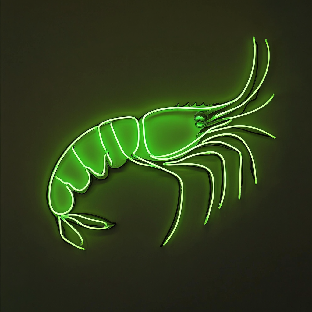 Shrimp - Green Neon Sign, 24 Inches