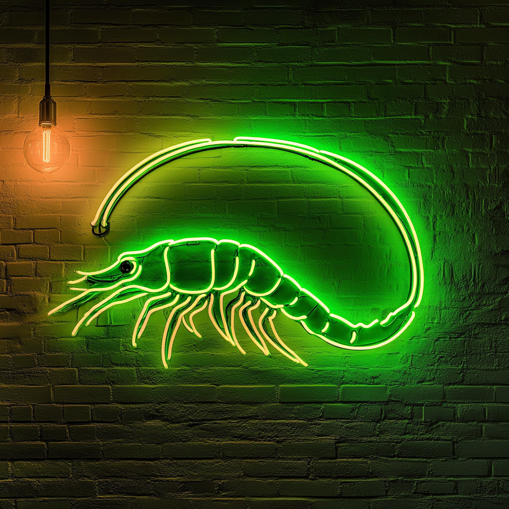 Shrimp - Green Neon Sign, 24 Inches