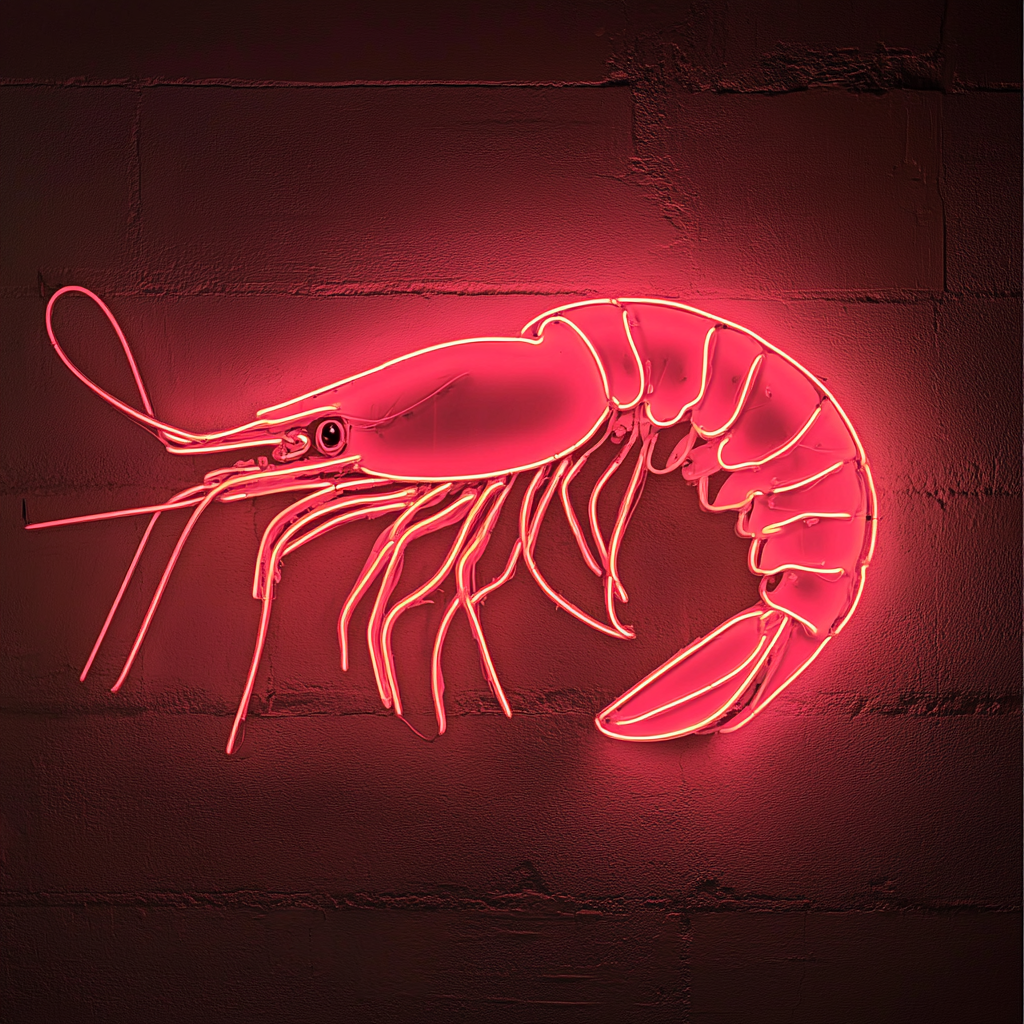 Shrimp - Pink Neon Sign, 18 Inches