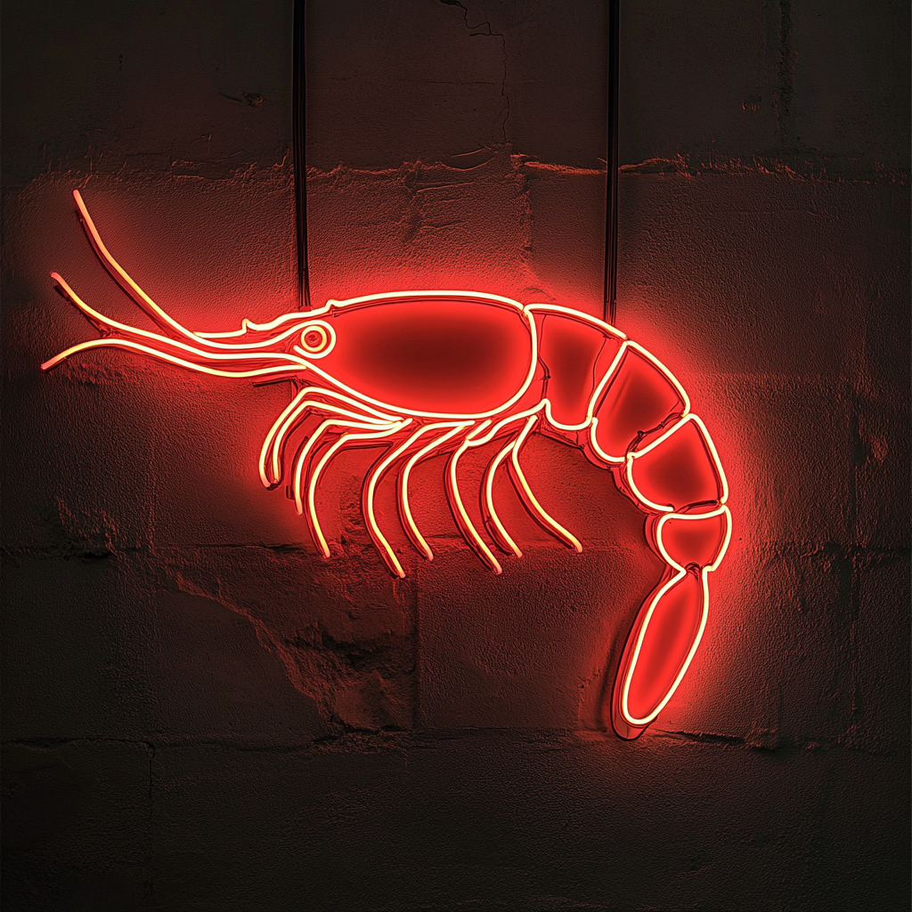Shrimp - Red Neon Sign, 18 Inches