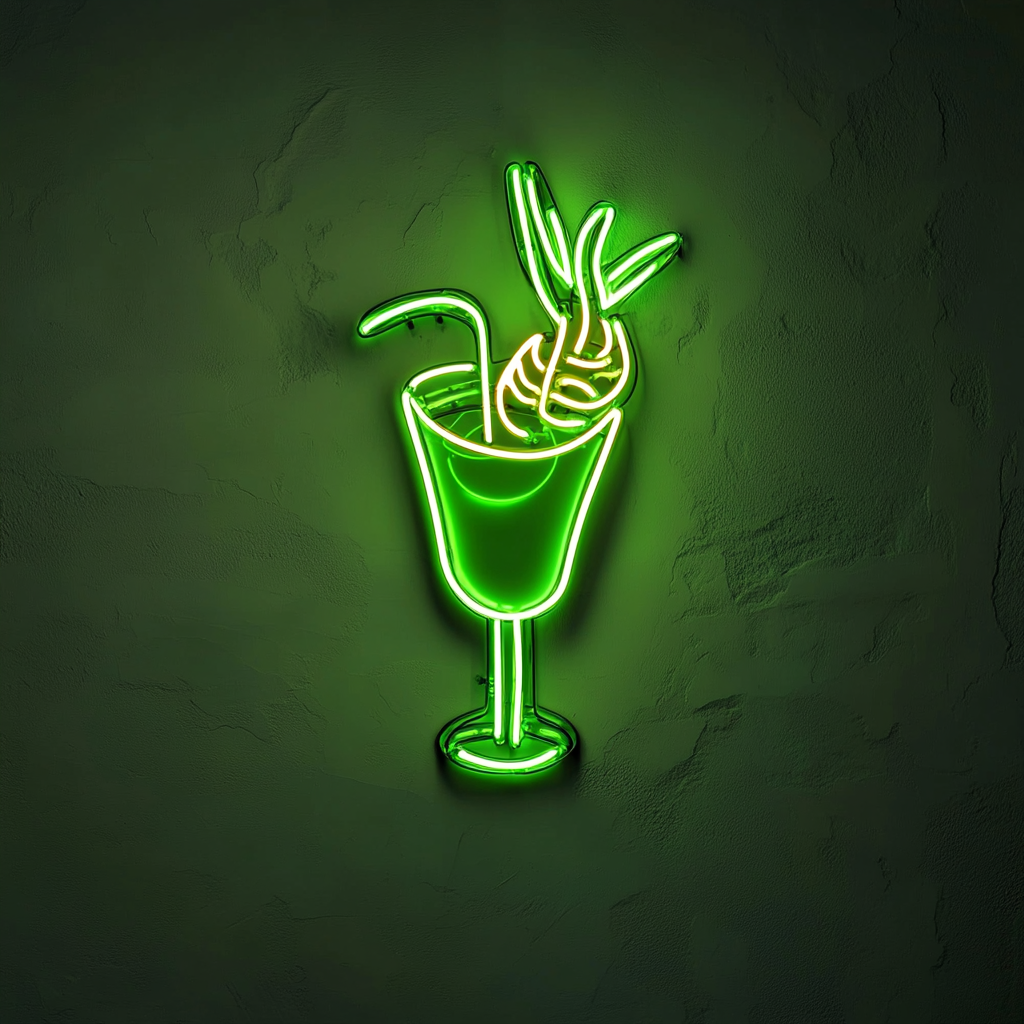 Shrimp Cocktail with Sauce - Green Neon Sign, 24 Inches