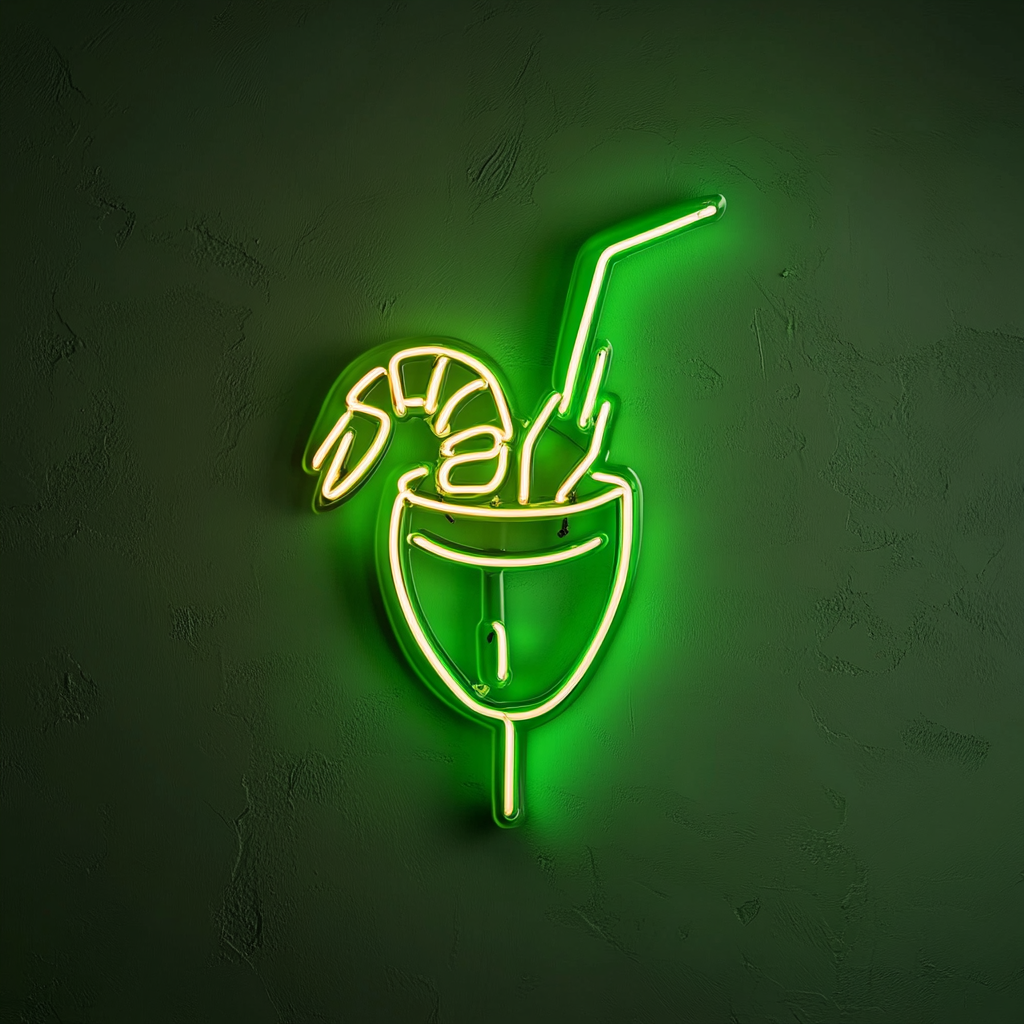 Shrimp Cocktail with Sauce - Green Neon Sign, 24 Inches