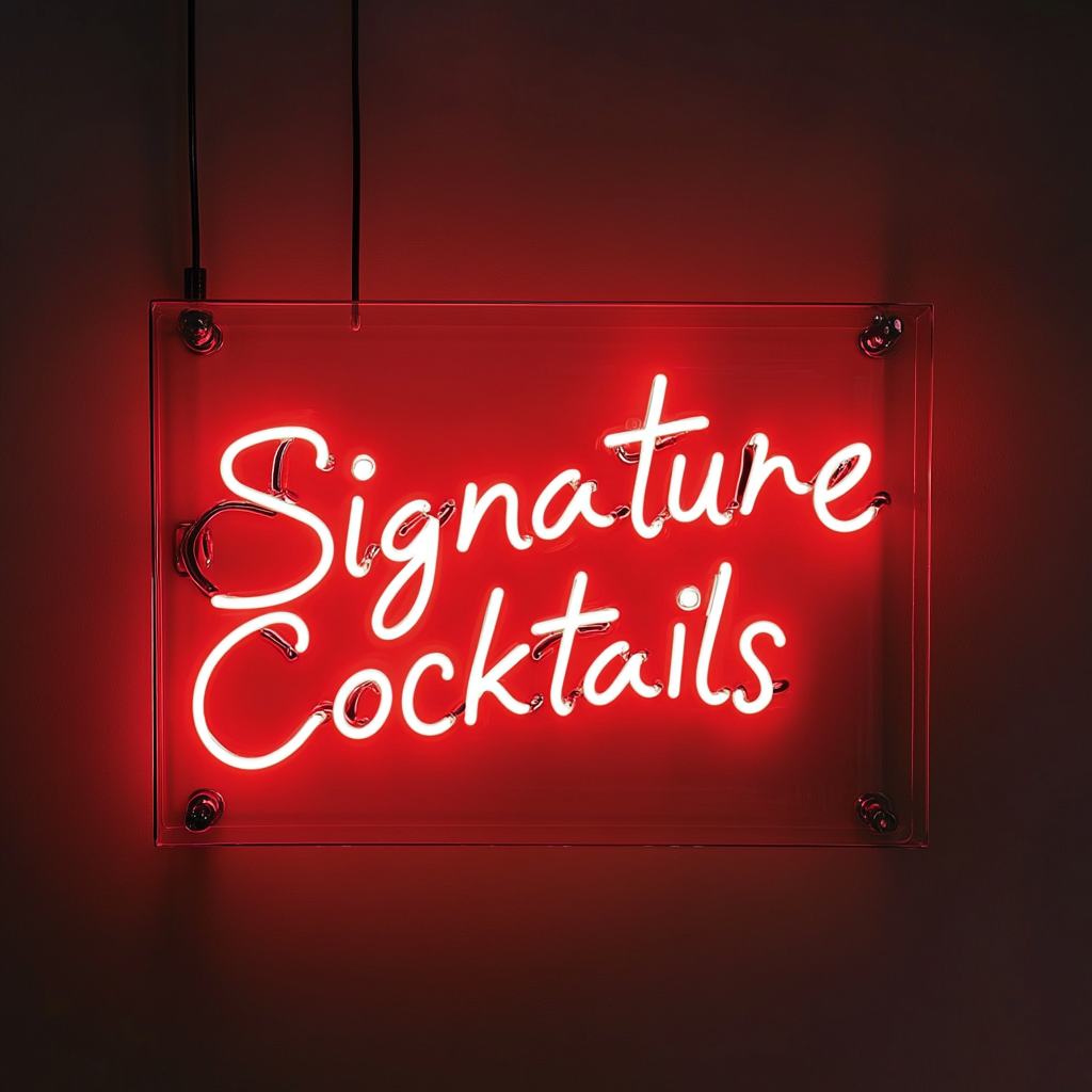 "Signature Cocktails" - Red Neon Sign, 24 Inches