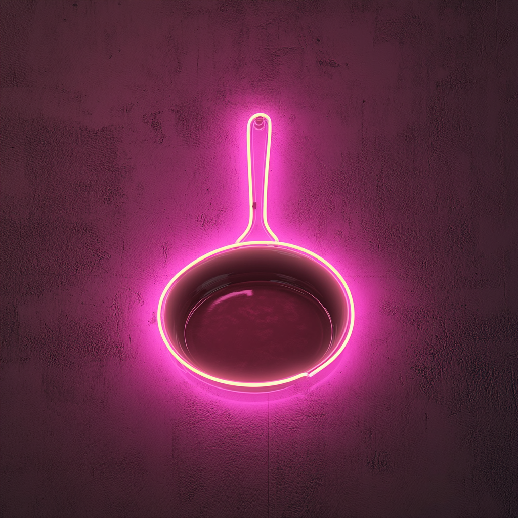 Sizzling Skillet - Pink Neon Sign, 18 Inches