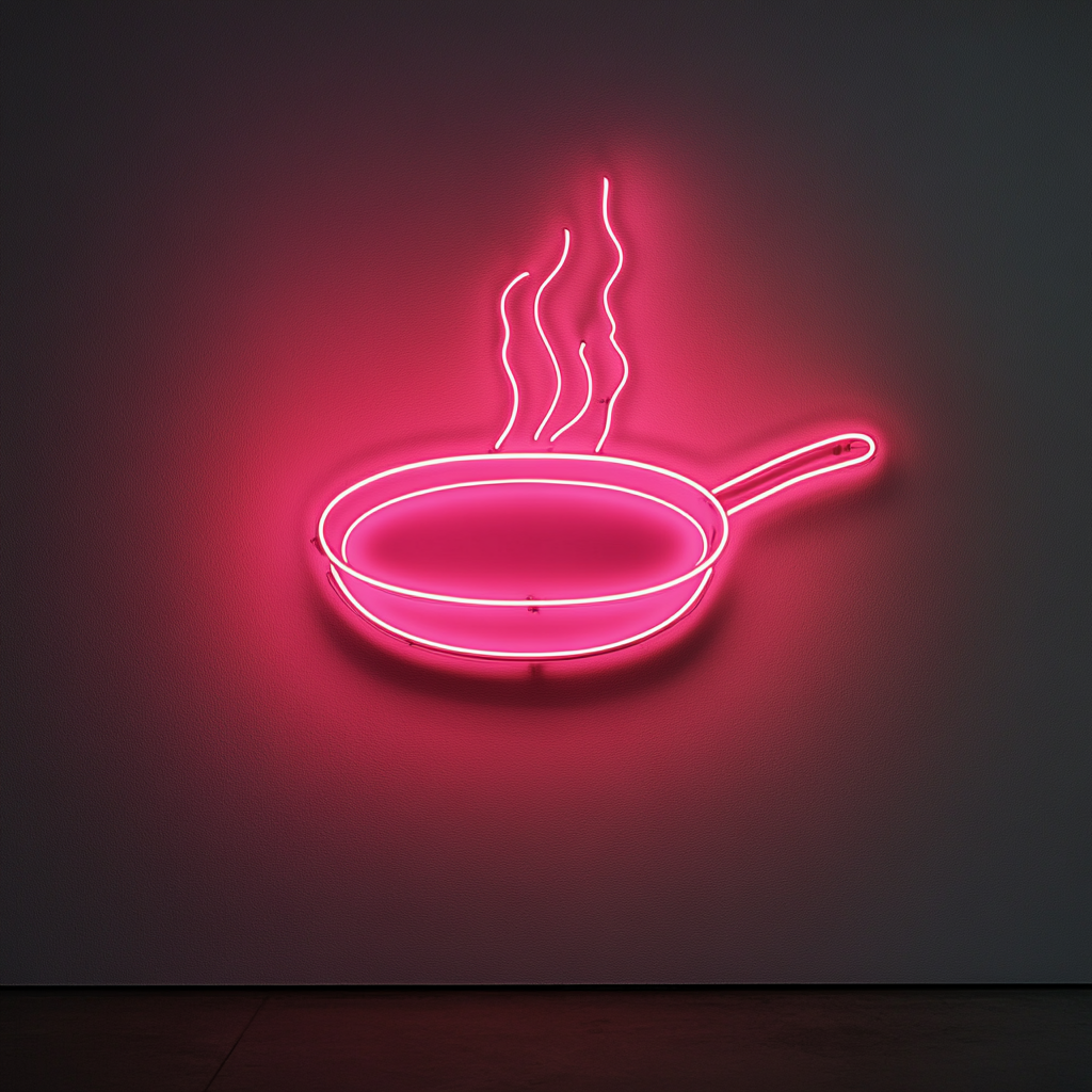 Sizzling Skillet - Pink Neon Sign, 18 Inches
