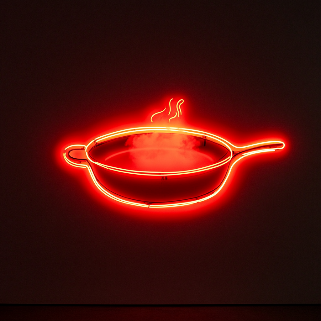 Sizzling Skillet - Red Neon Sign, 18 Inches