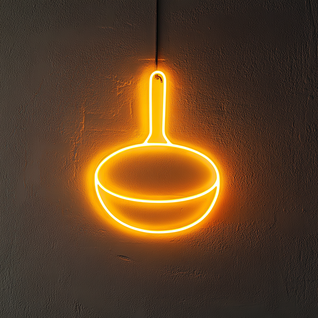 Sizzling Skillet - Yellow Neon Sign, 18 Inches