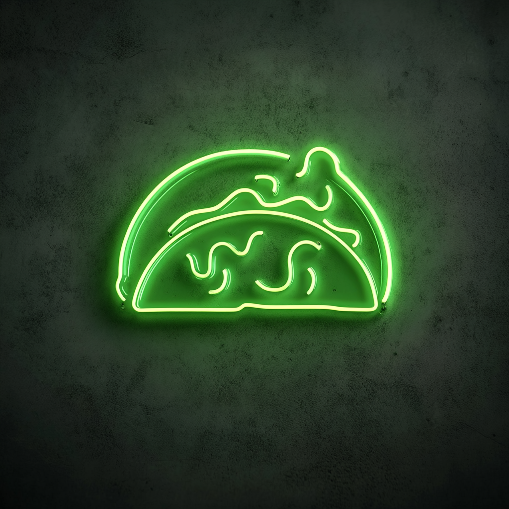 Sizzling Tacos - Green Neon Sign, 24 Inches