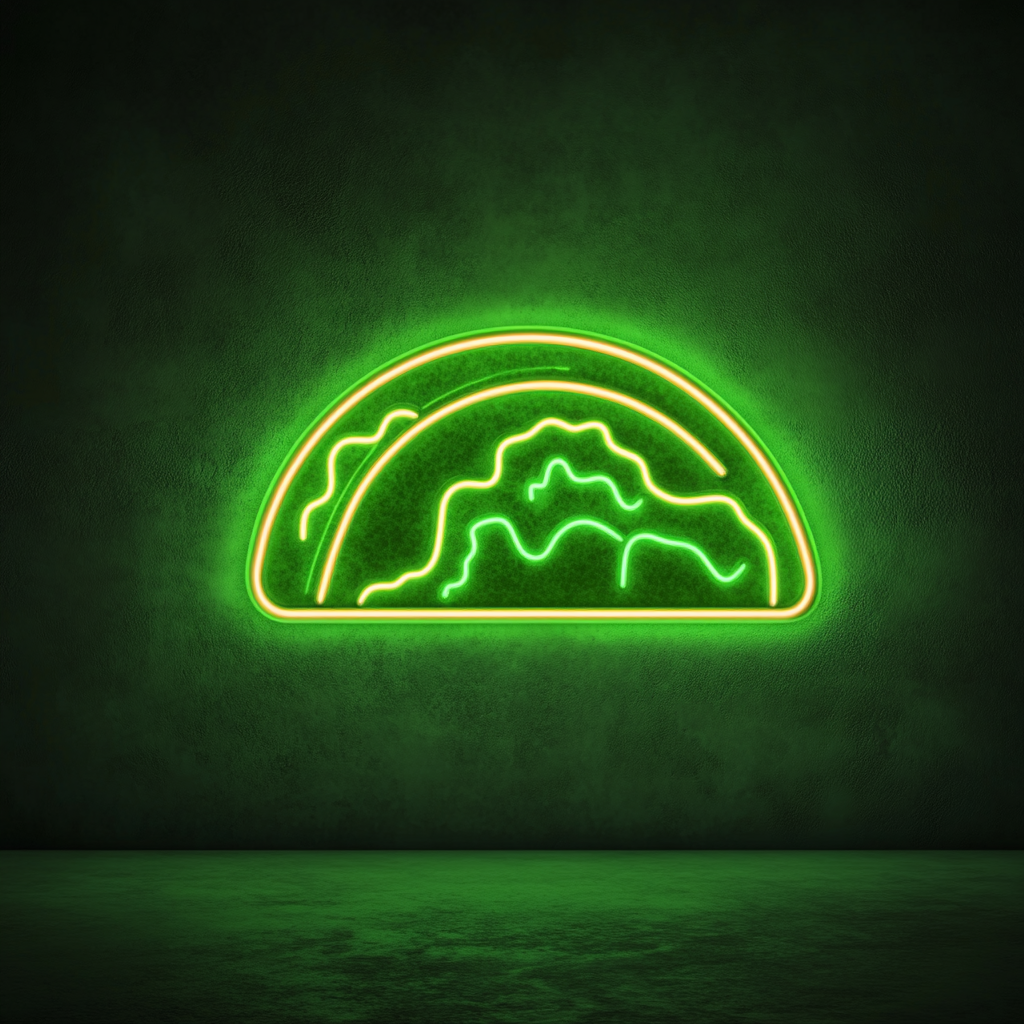 Sizzling Tacos - Green Neon Sign, 24 Inches