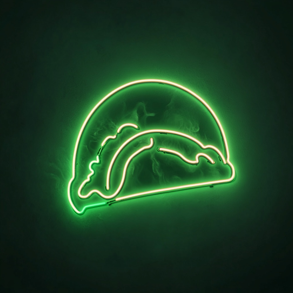 Sizzling Tacos - Green Neon Sign, 24 Inches