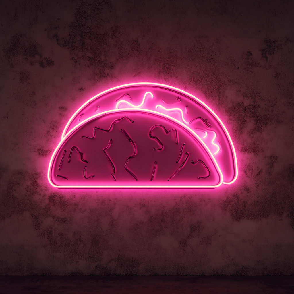 Sizzling Tacos - Pink Neon Sign, 18 Inches