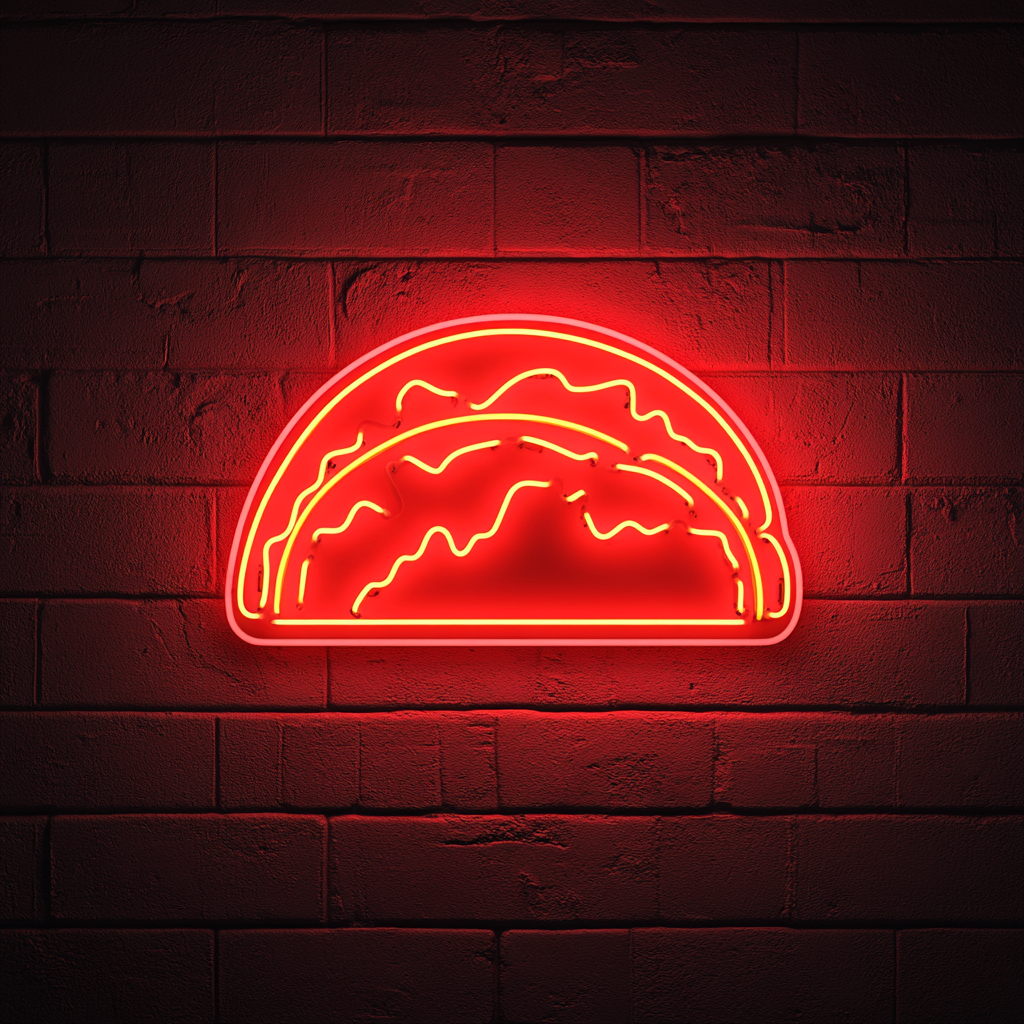 Sizzling Tacos - Red Neon Sign, 18 Inches