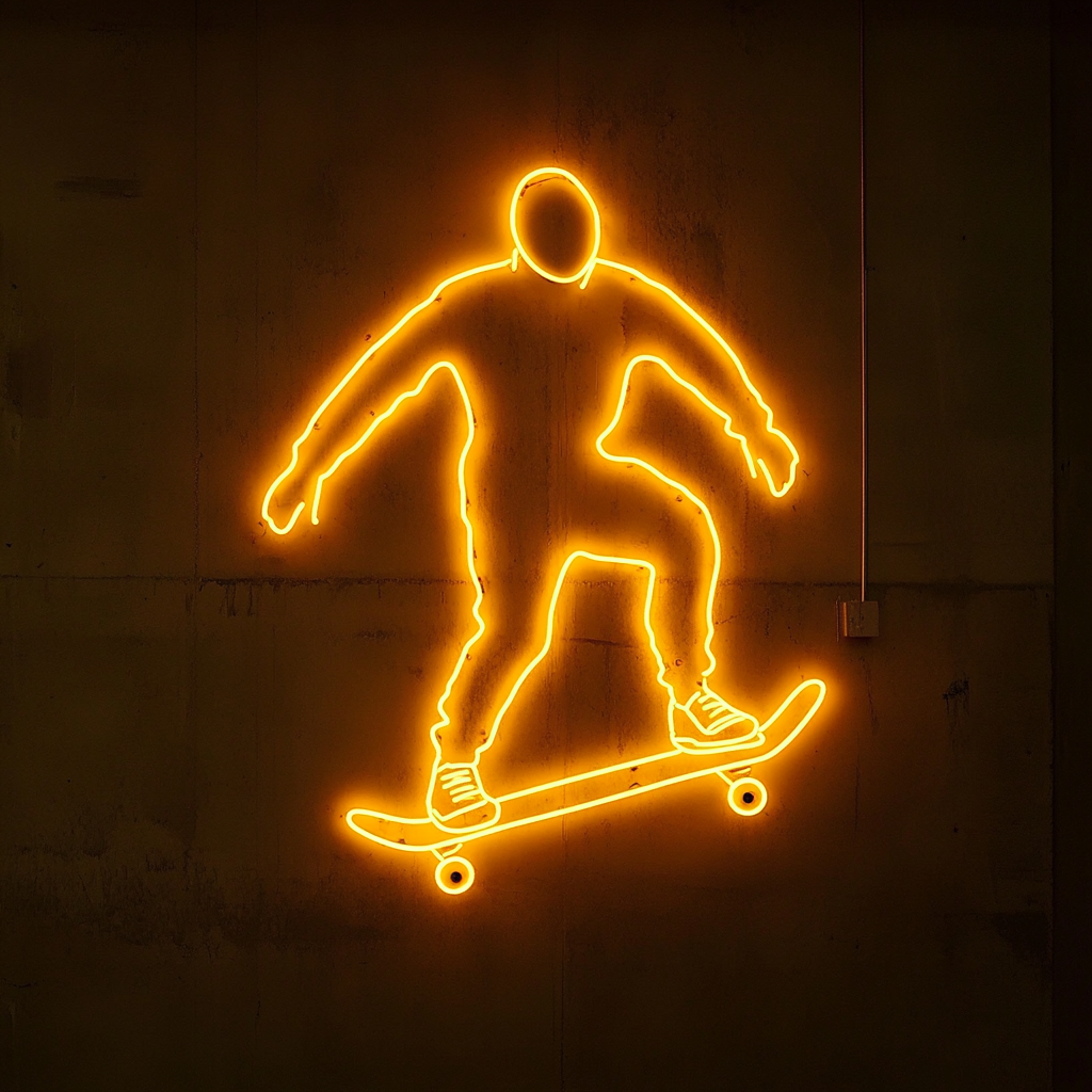 Skateboard - Yellow Neon Sign, 18 Inches