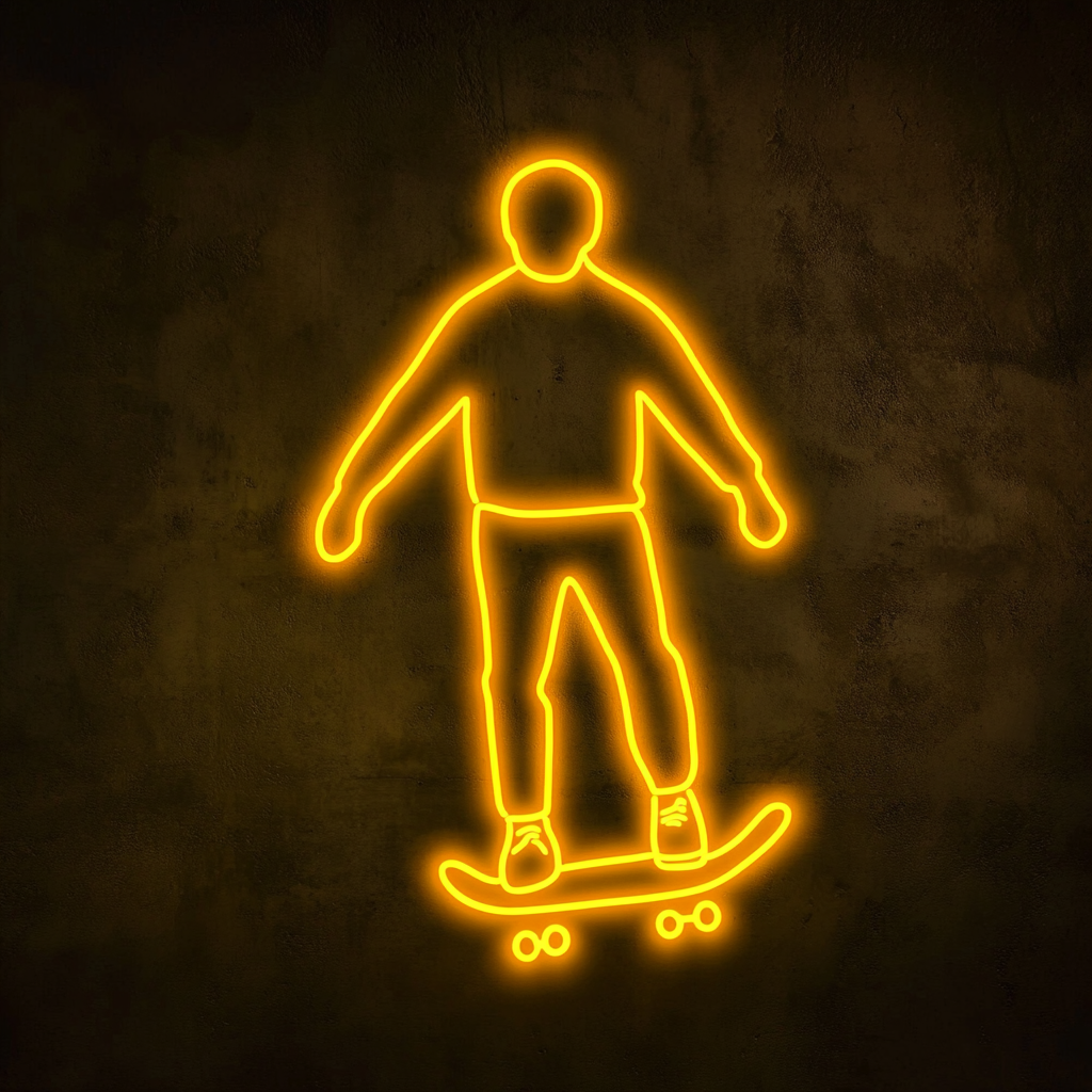Skateboard - Yellow Neon Sign, 24 Inches
