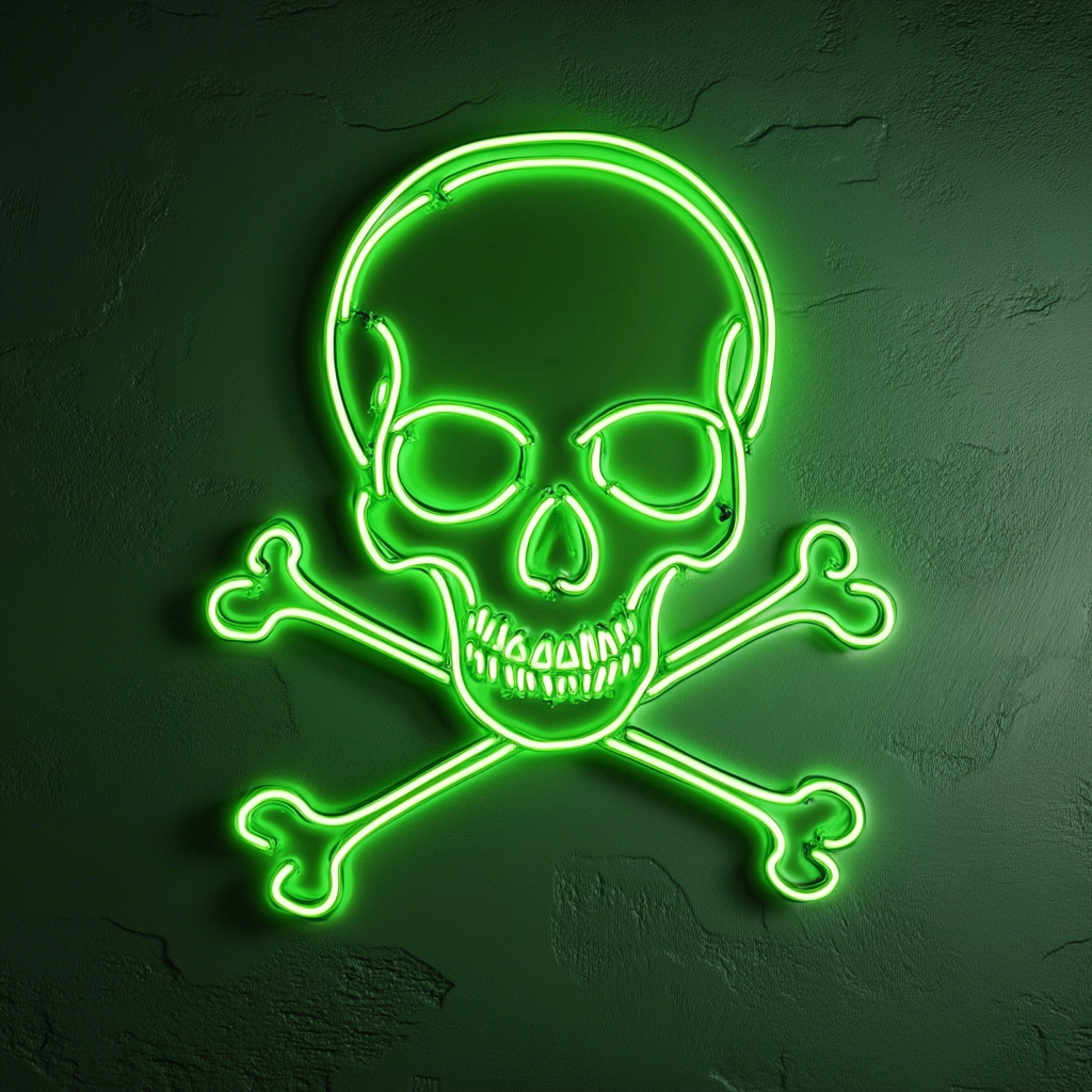 Skull - Green Neon Sign, 24 Inches