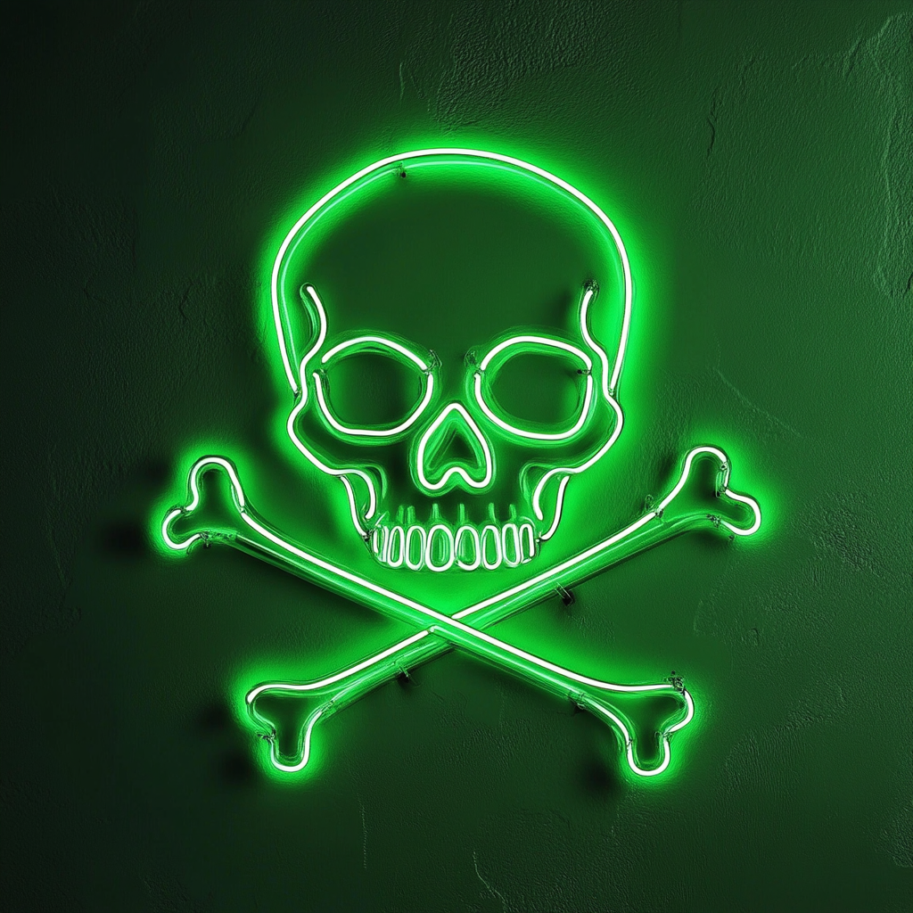 Skull - Green Neon Sign, 18 Inches