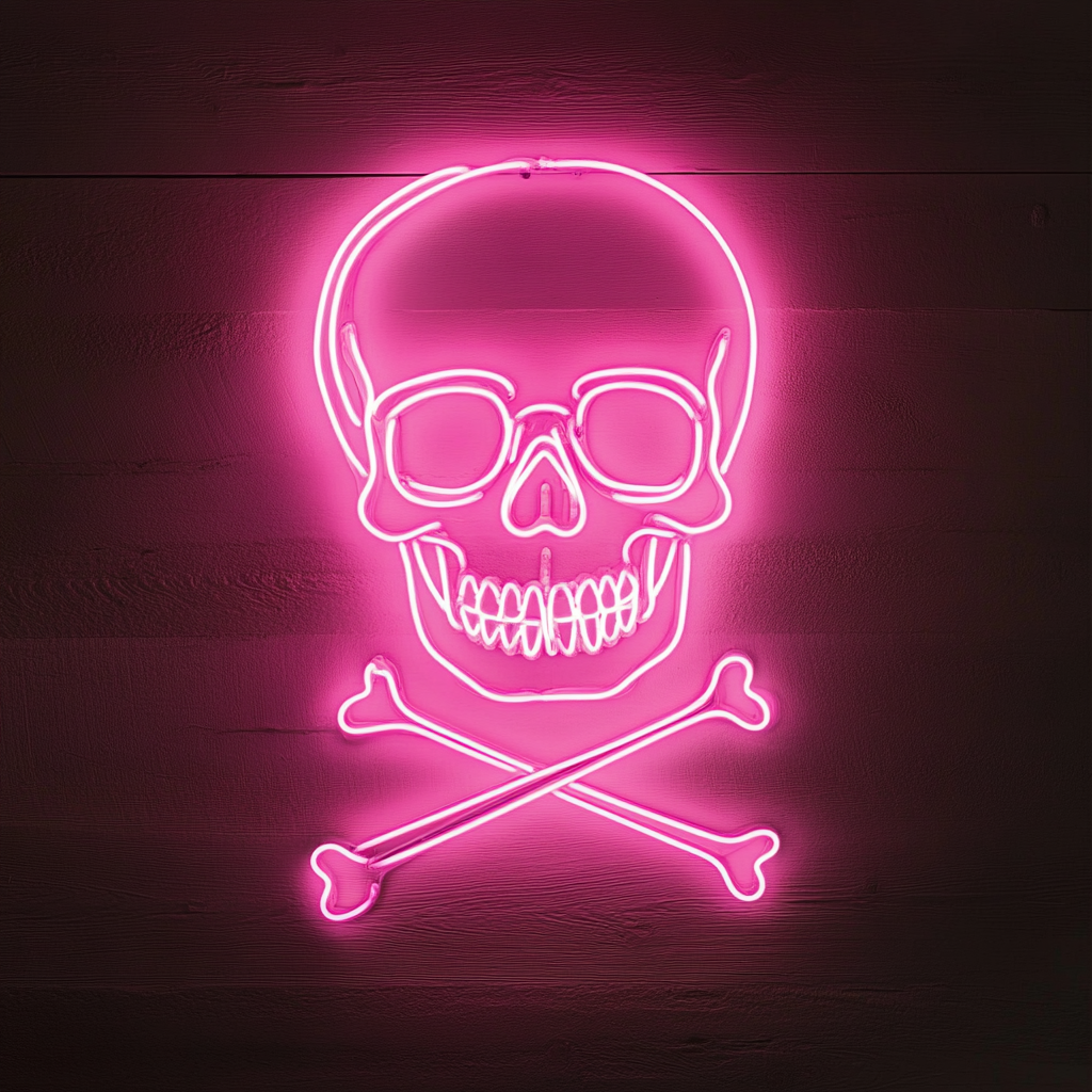 Skull - Pink Neon Sign, 18 Inches