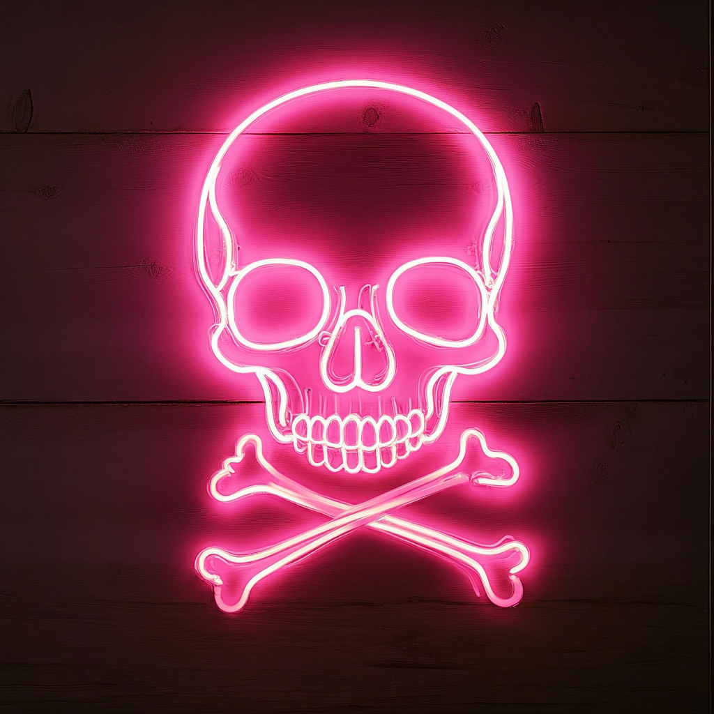 Skull - Pink Neon Sign, 24 Inches
