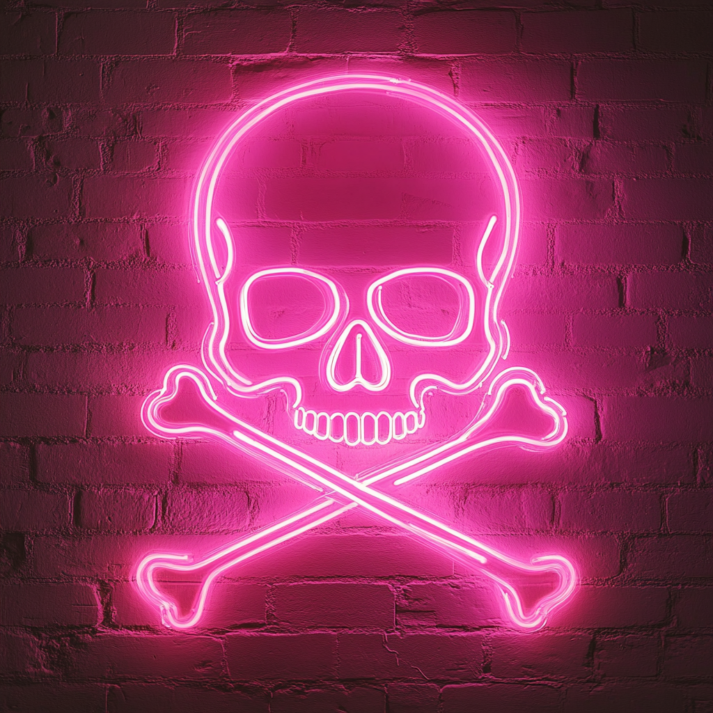 Skull - Pink Neon Sign, 18 Inches