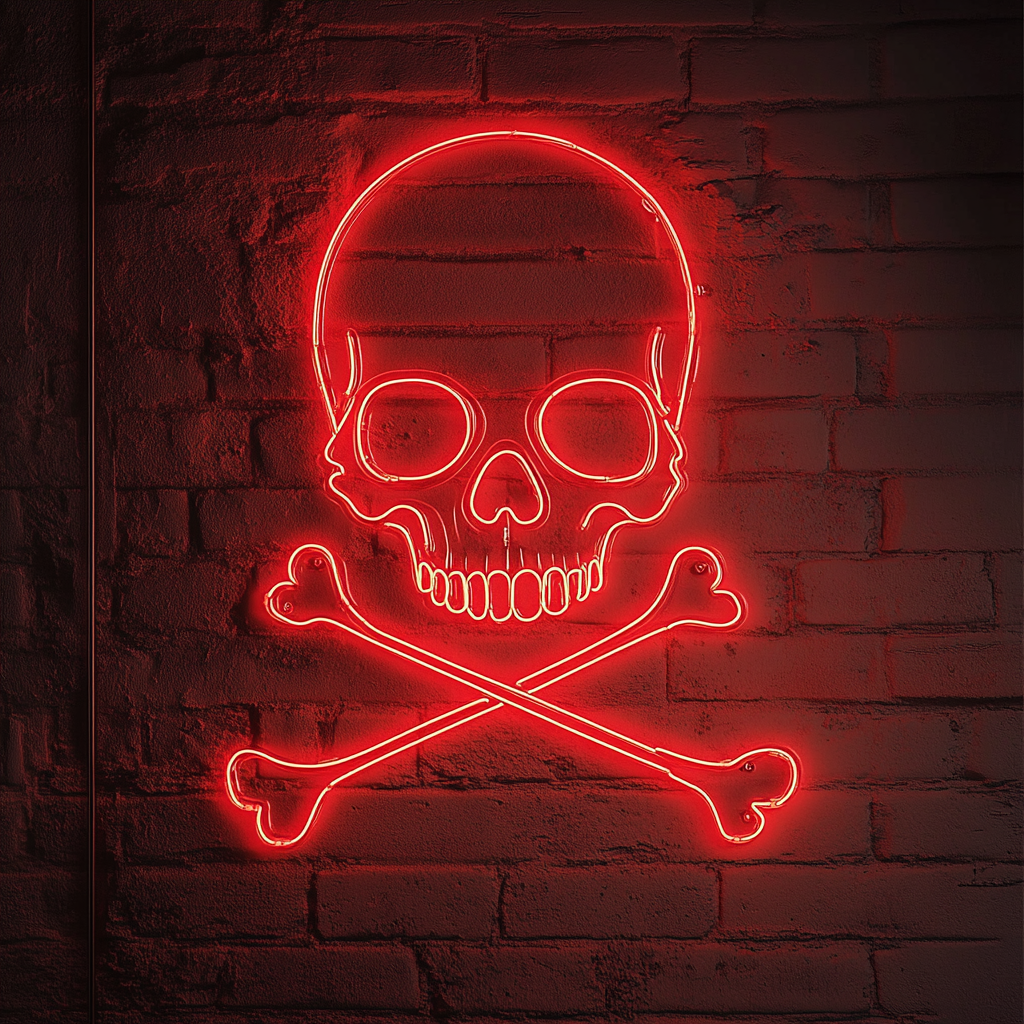Skull - Red Neon Sign, 18 Inches