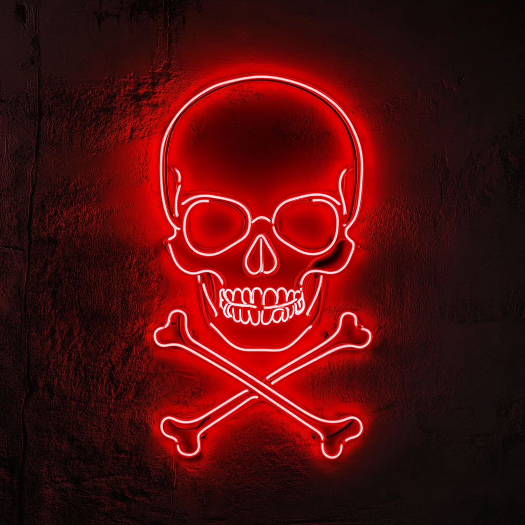 Skull - Red Neon Sign, 24 Inches