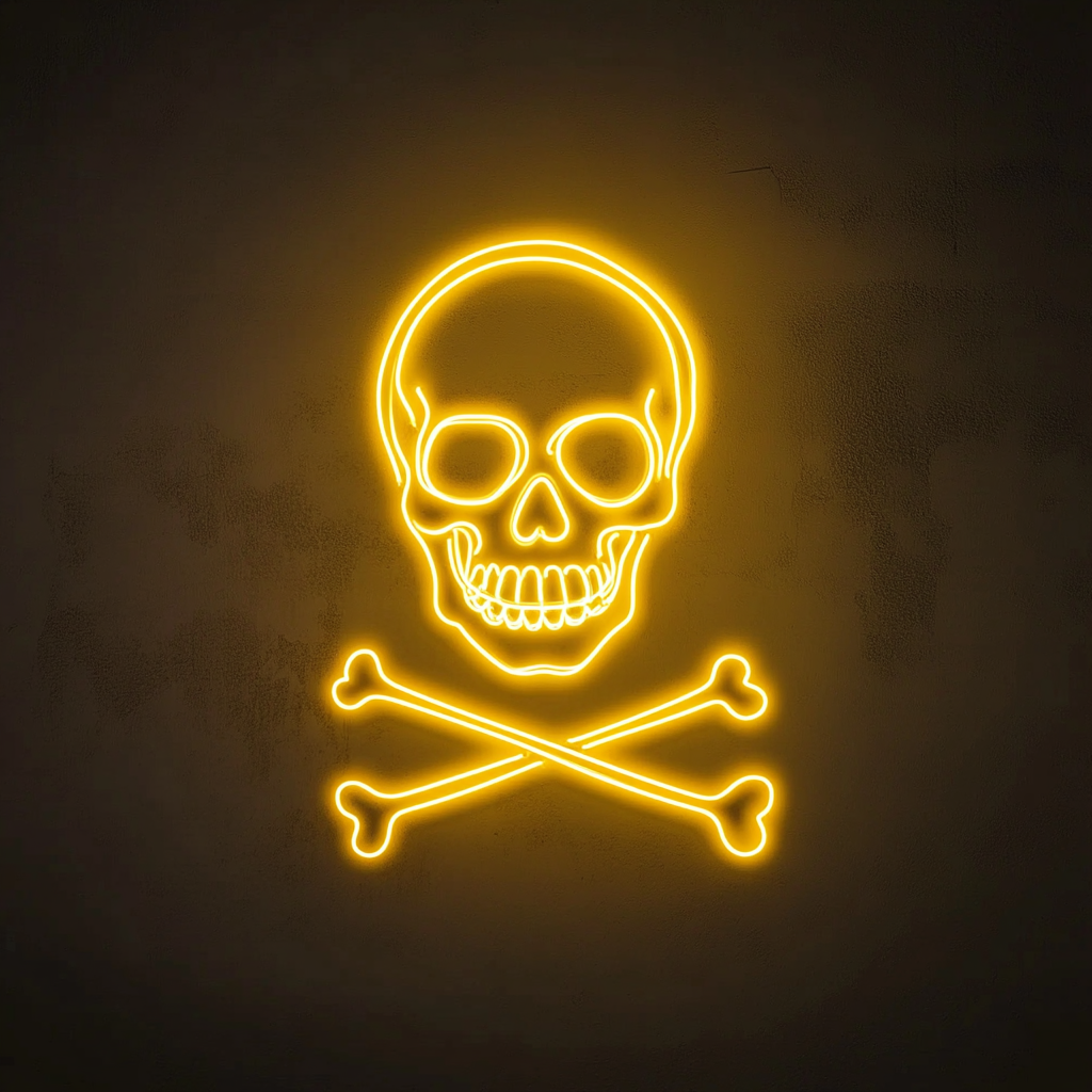Skull - Yellow Neon Sign, 18 Inches