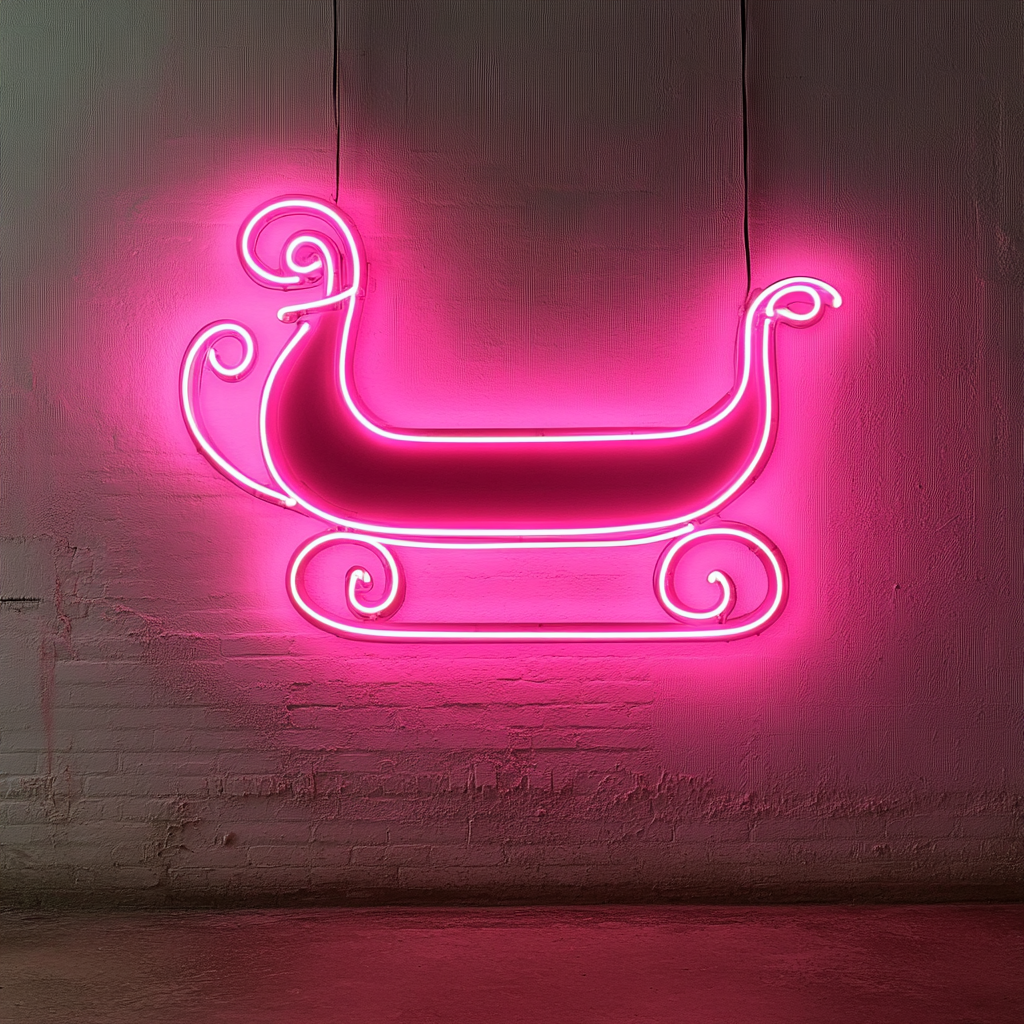Sleigh - Pink Neon Sign, 18 Inches