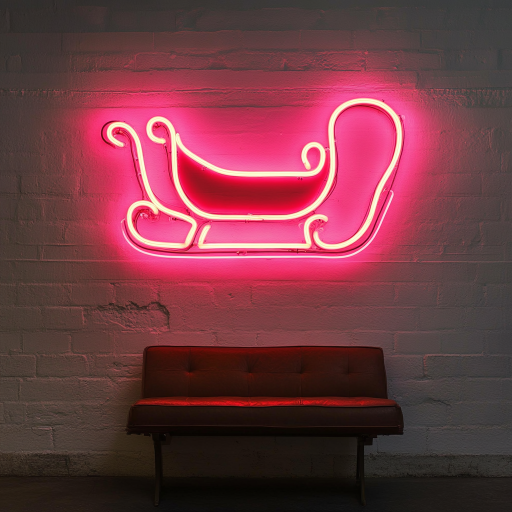 Sleigh - Pink Neon Sign, 24 Inches