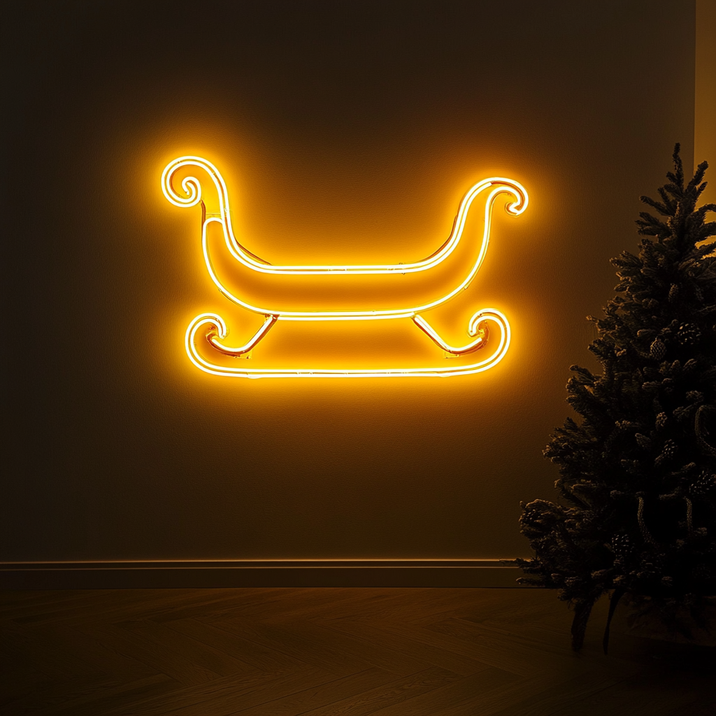 Sleigh - Yellow Neon Sign, 24 Inches