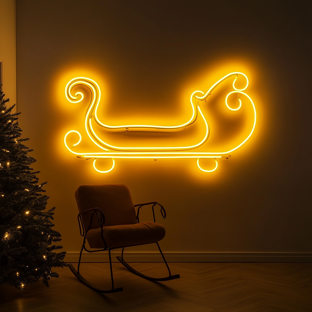 Sleigh - Yellow Neon Sign, 24 Inches