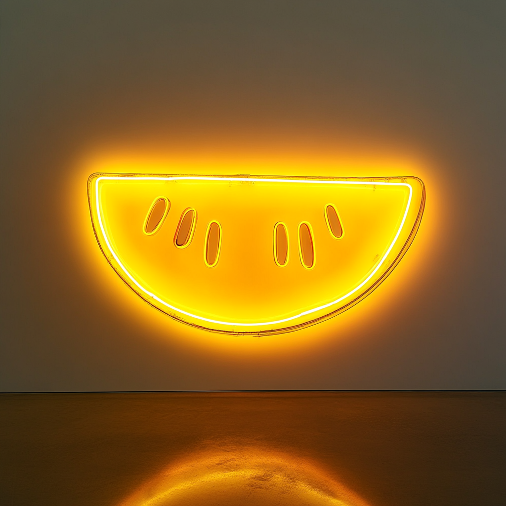Sliced Melon - Yellow Neon Sign, 18 Inches