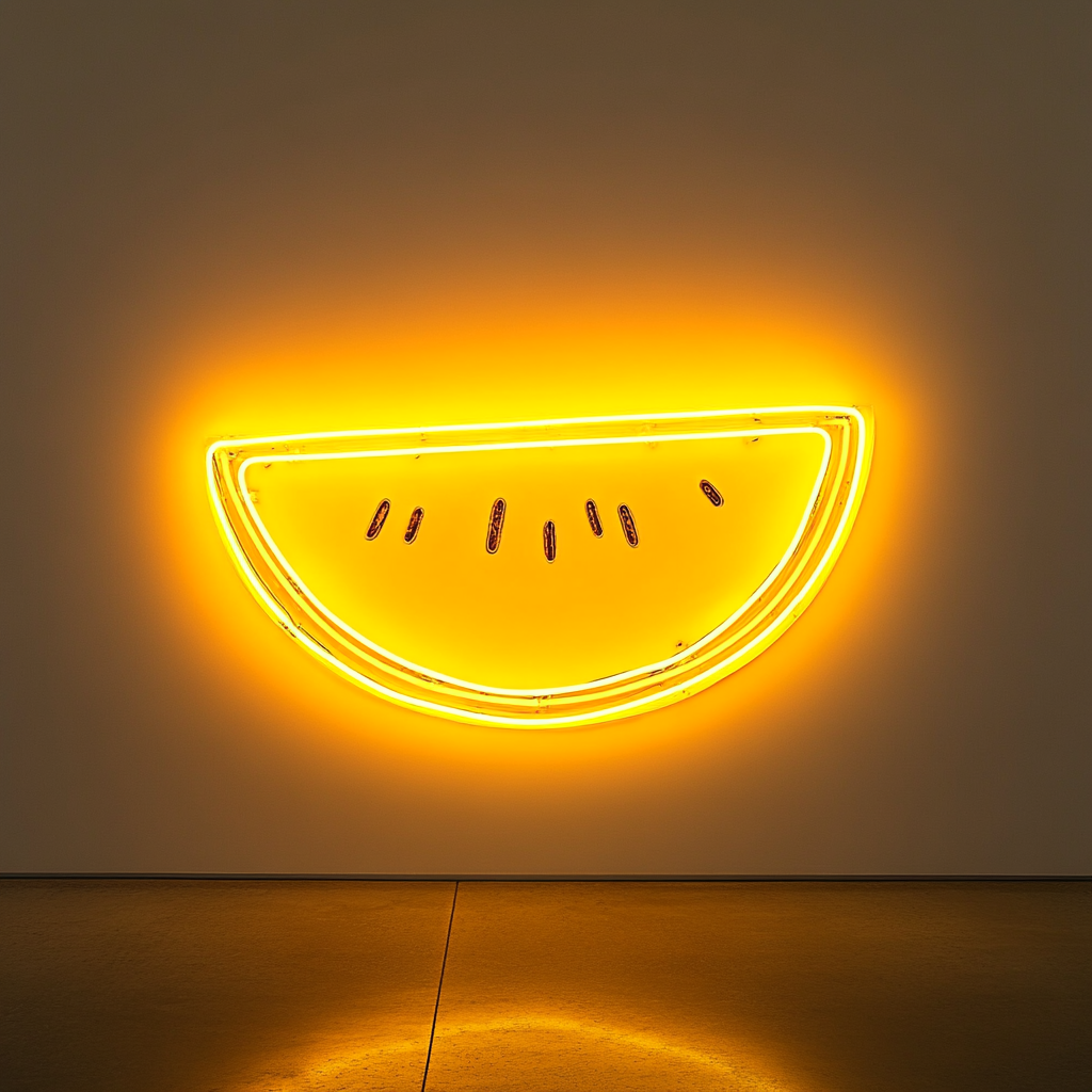 Sliced Melon - Yellow Neon Sign, 24 Inches