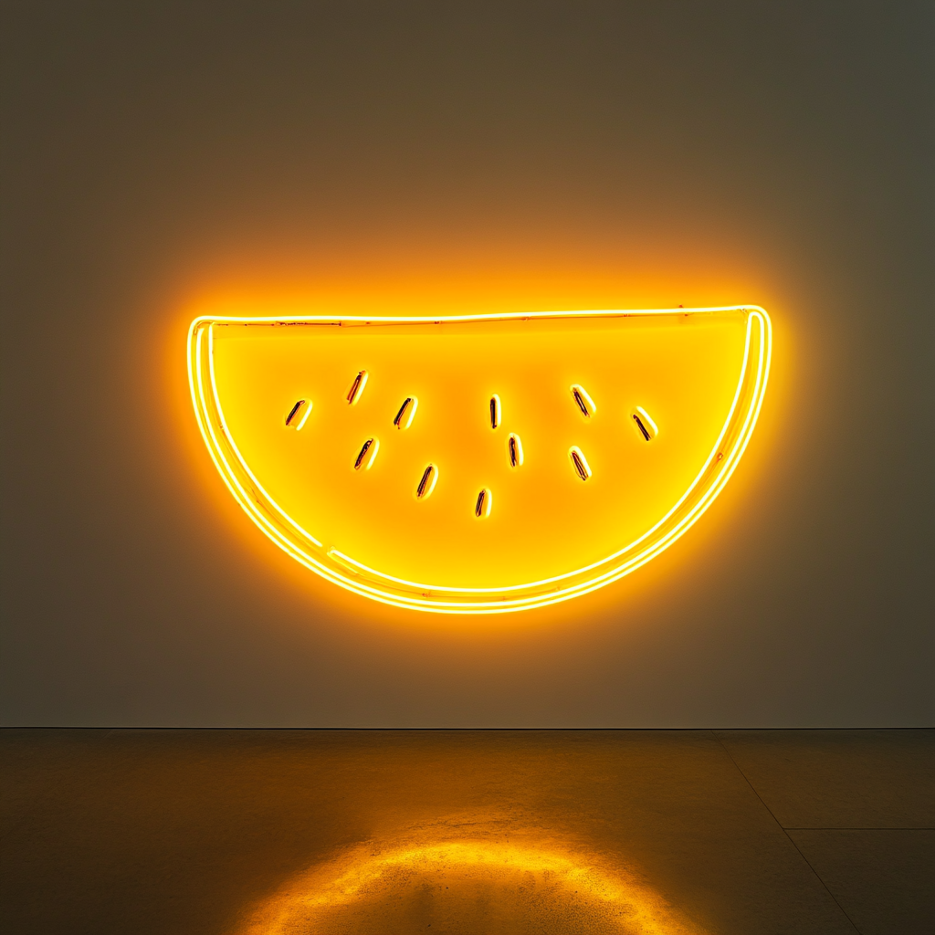 Sliced Melon - Yellow Neon Sign, 24 Inches
