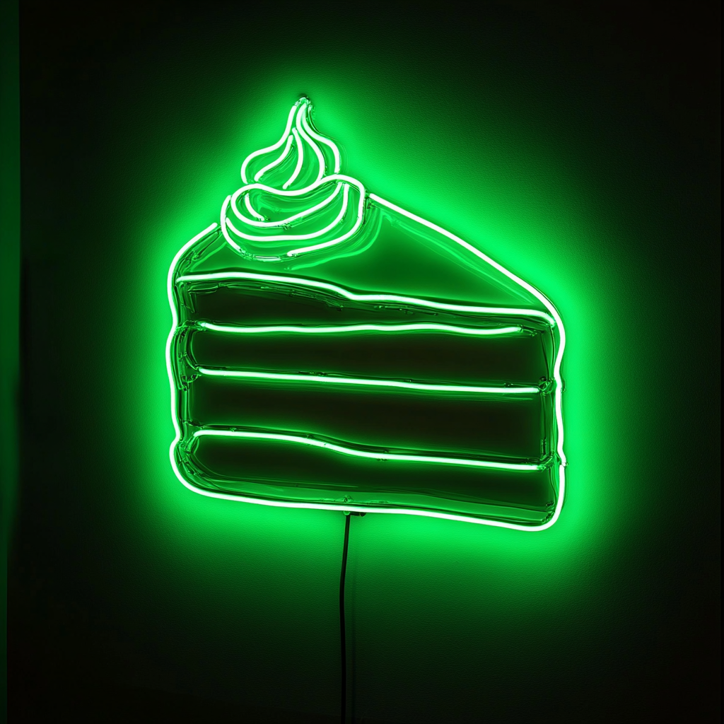 Slice of Cake - Green Neon Sign, 18 Inches