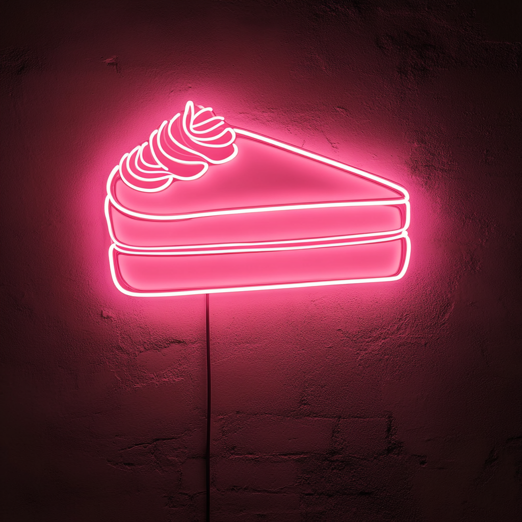 Slice of Cake - Pink Neon Sign, 24 Inches