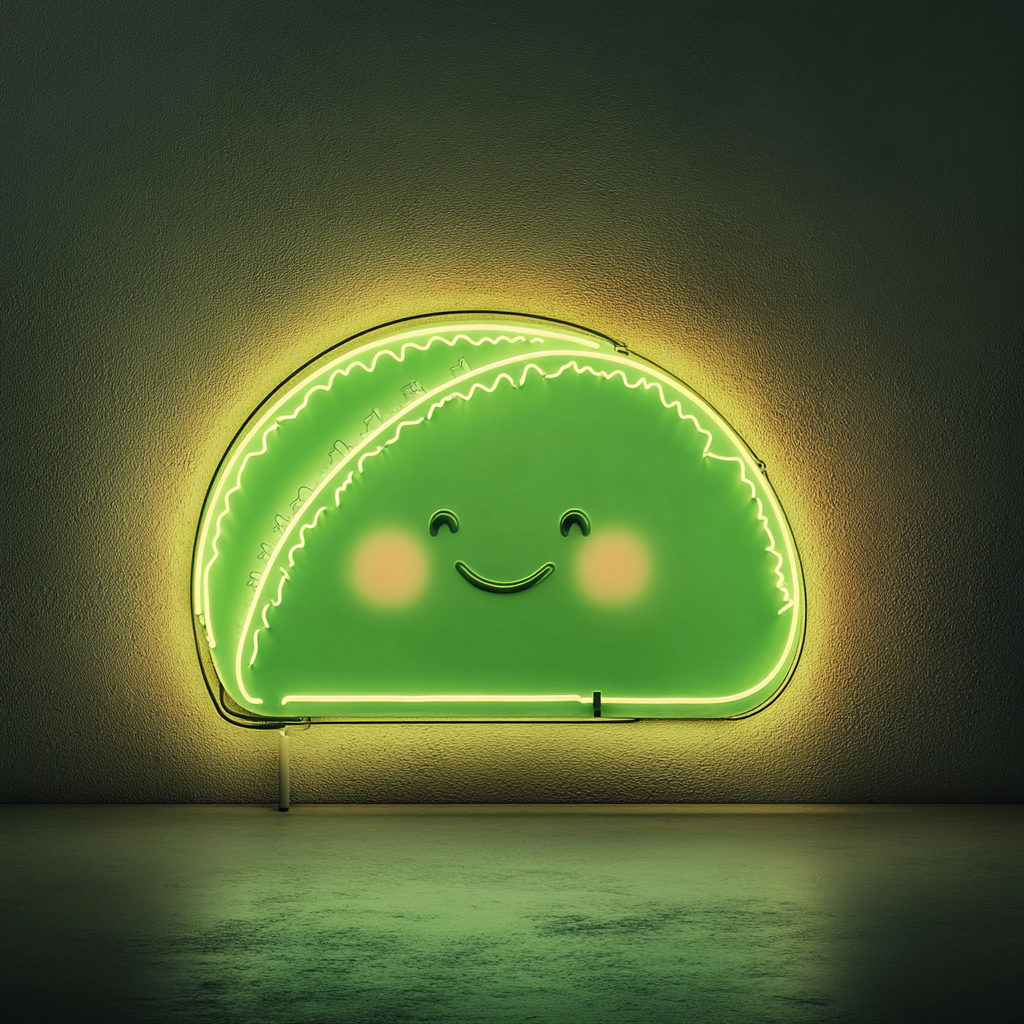 Smiling Taco - Green Neon Sign, 18 Inches