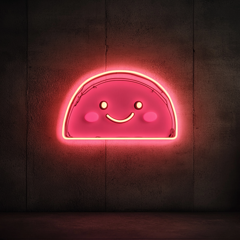 Smiling Taco - Pink Neon Sign, 18 Inches