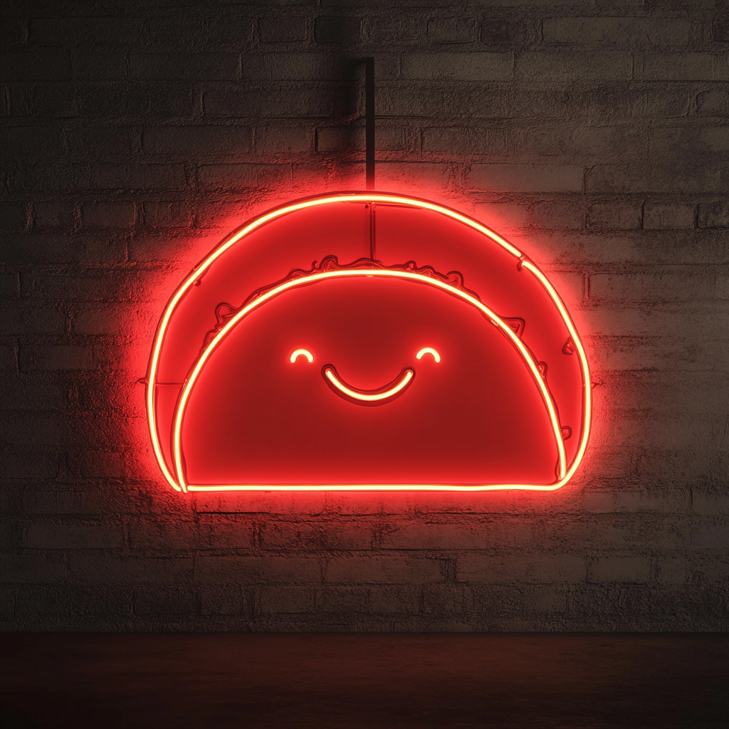 Smiling Taco - Red Neon Sign, 24 Inches