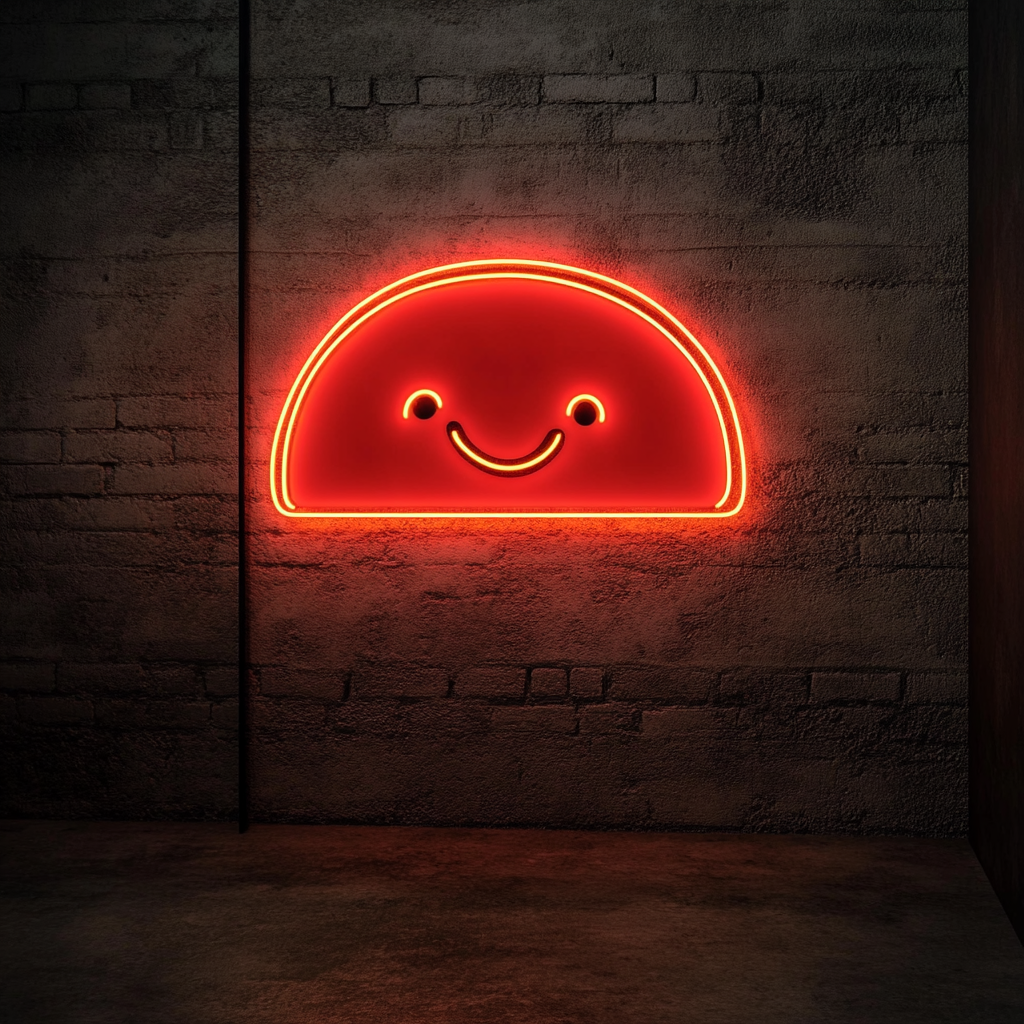 Smiling Taco - Red Neon Sign, 24 Inches