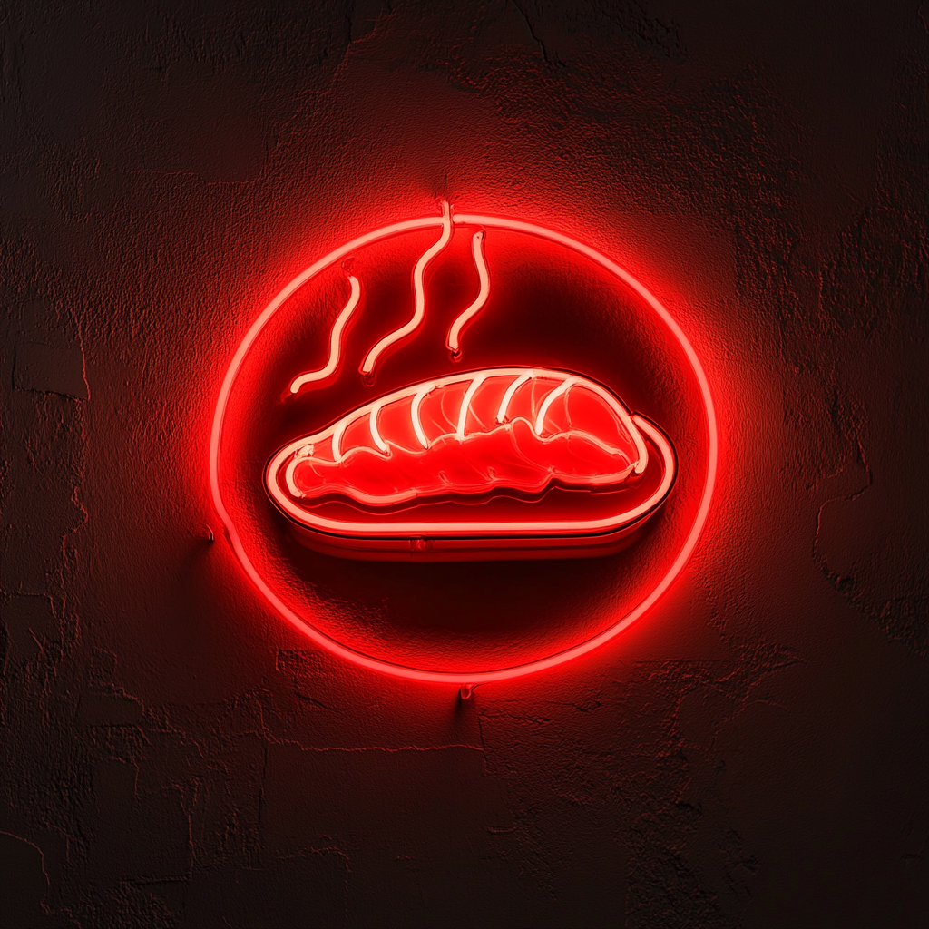Smoked Salmon Platter - Red Neon Sign, 18 Inches